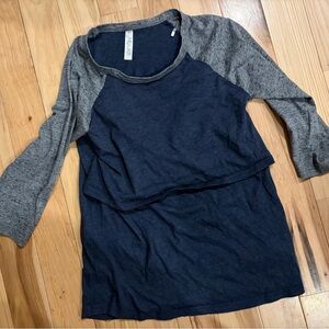 Latched mama Navy and Gray Raglan breast feeding Top
